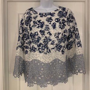 Chico's, Size 2 (12-14), Navy Blue & White Top